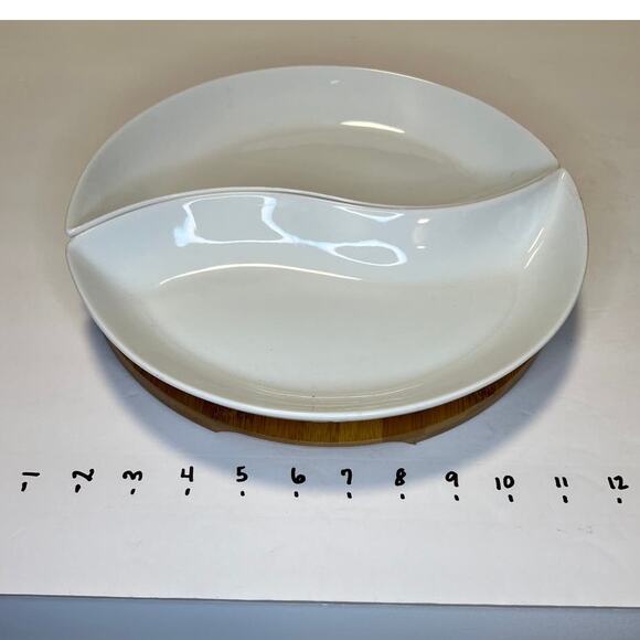 Bamboo Party by Gorham Porcelain Two Part Relish Serving Piece Bamboo Stand - Picture 10 of 13